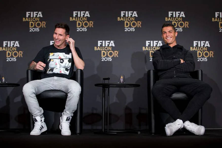 Onderhoud Messi en Ronaldo 4K Muurpapier