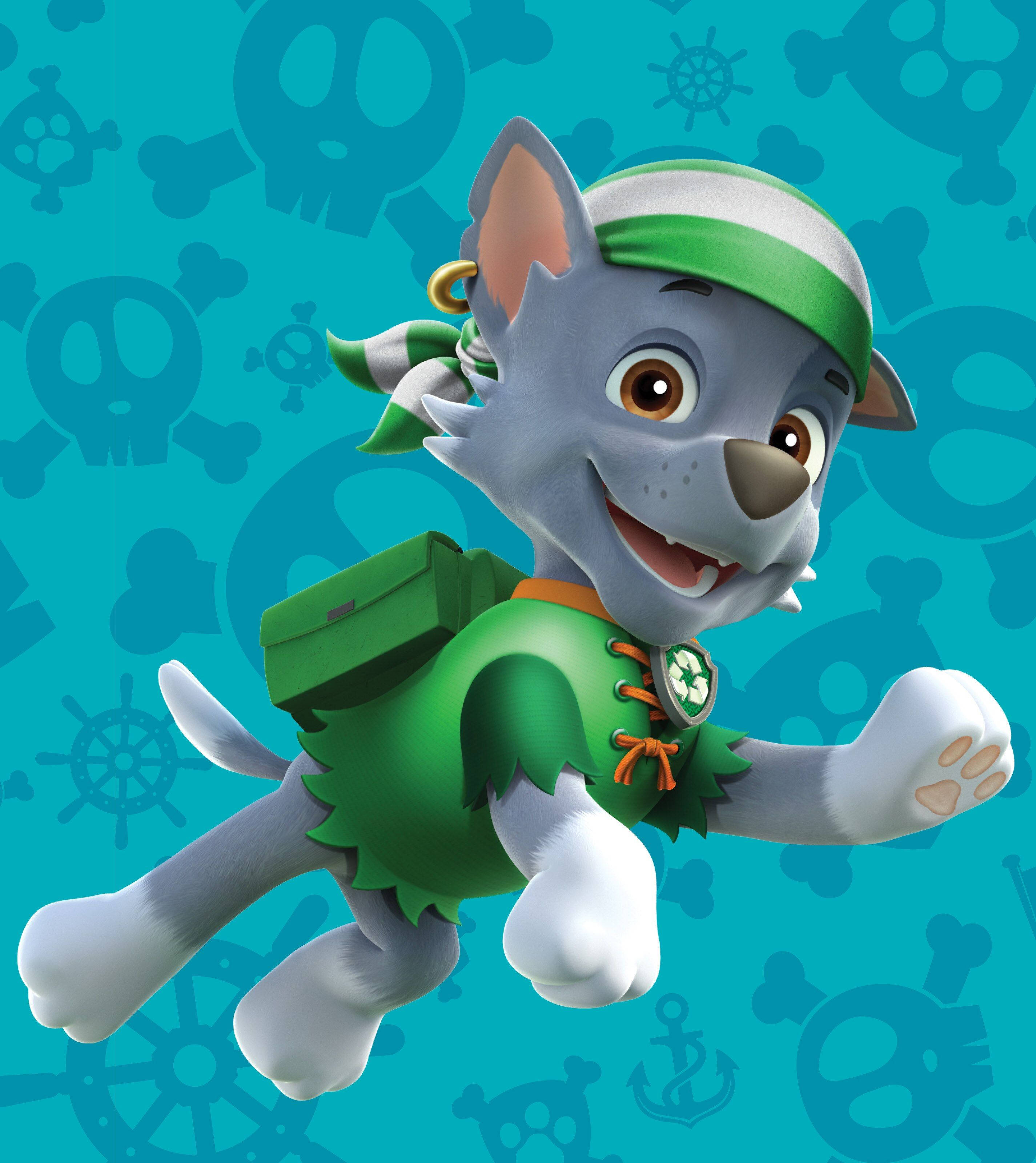 Onderskrif: Avontuur Wag met Piraat Rocky van Paw Patrol Muurpapier