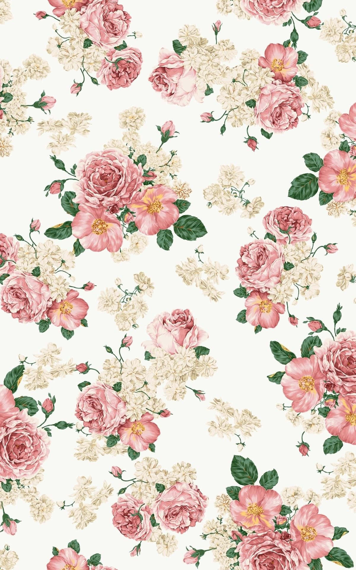 Onderskrif: Betowerende Pienk Blomme-agtergrond Muurpapier
