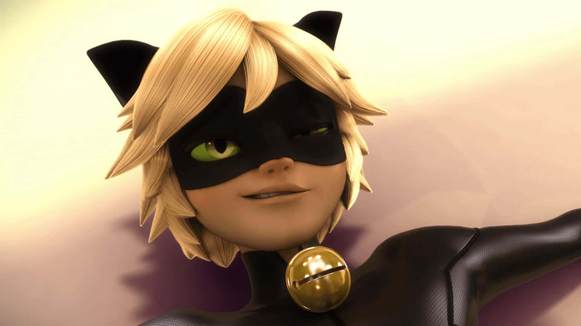 Onderskrif: Die Geheimsinnige Cat Noir in Aksie Muurpapier