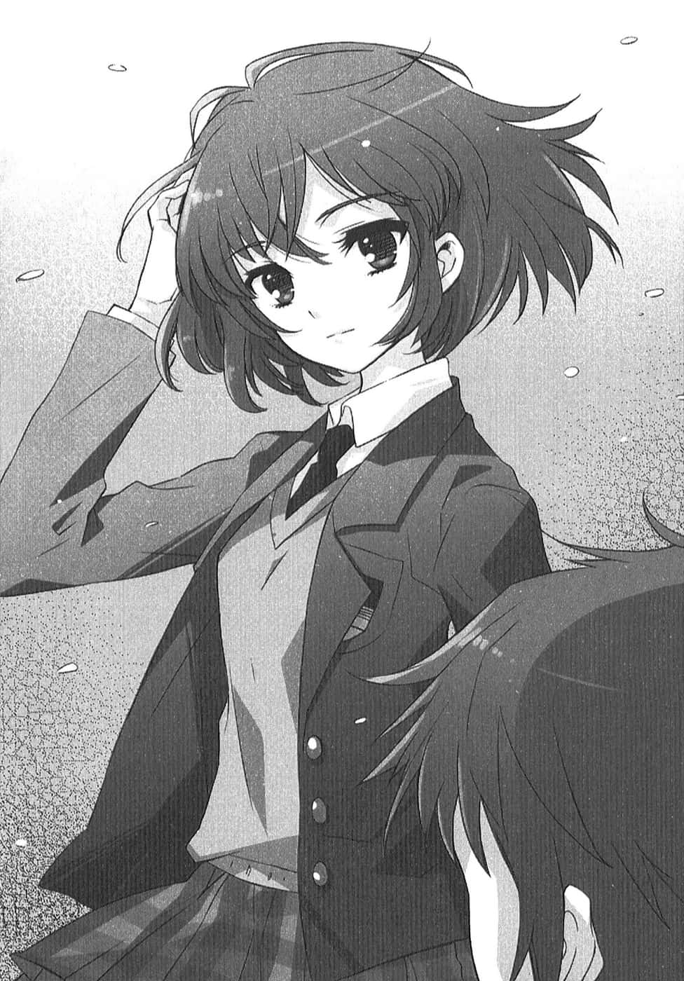 Haruhi Sasaki wat in 'n stylvolle uitrusting poseer Muurpapier