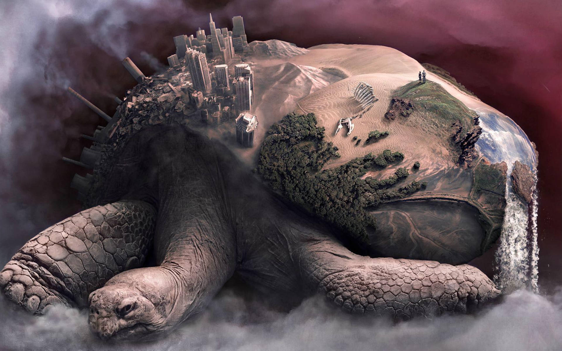 Onderskrif: Inspirerende Avontuur Onder die Golwe met Cool Turtle Muurpapier