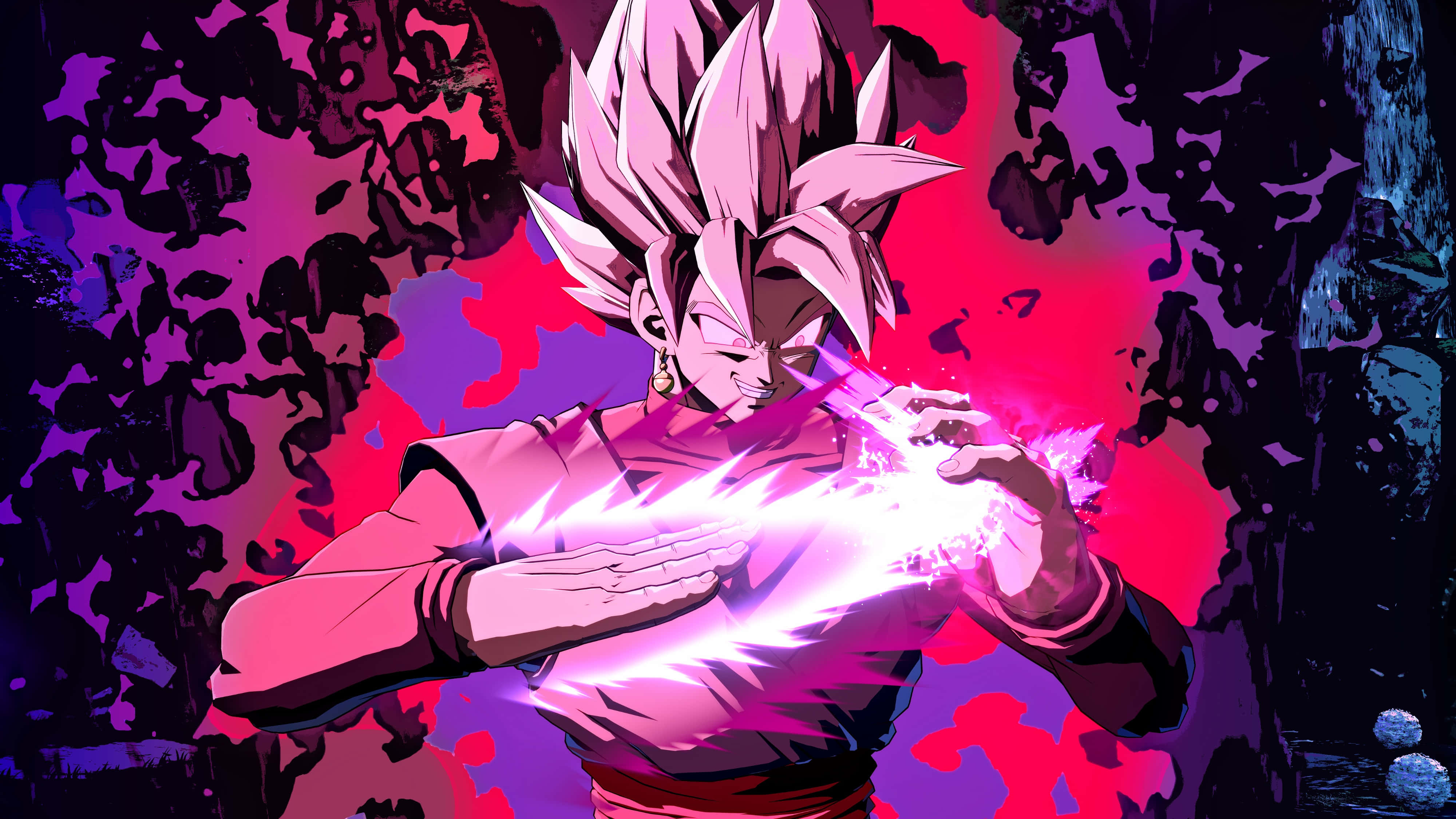 Onderskrif: Intense Goku Black wat Krag Optel in die Geveg Muurpapier