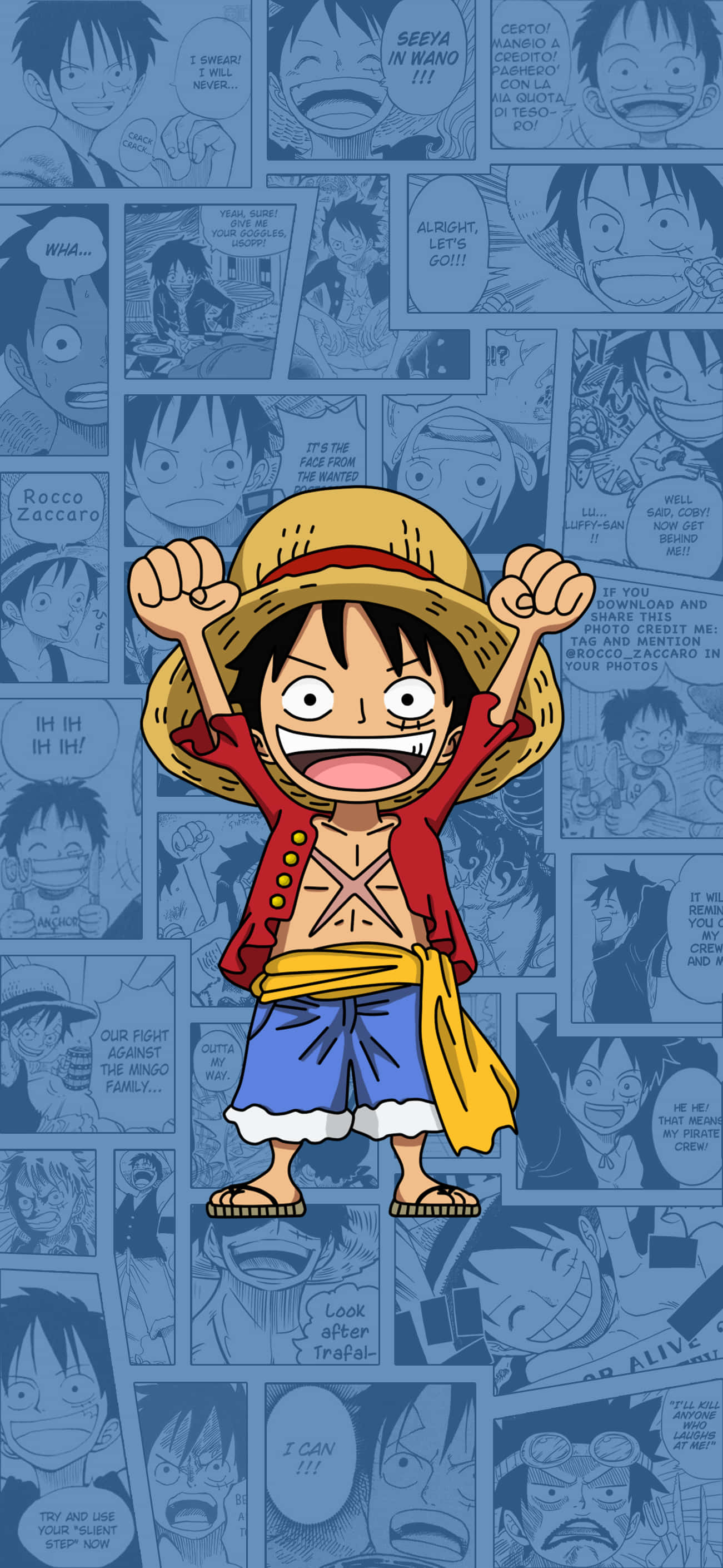 Onderskrif: Kragtige Houding van Luffy in Luffy Foon Muurpapier