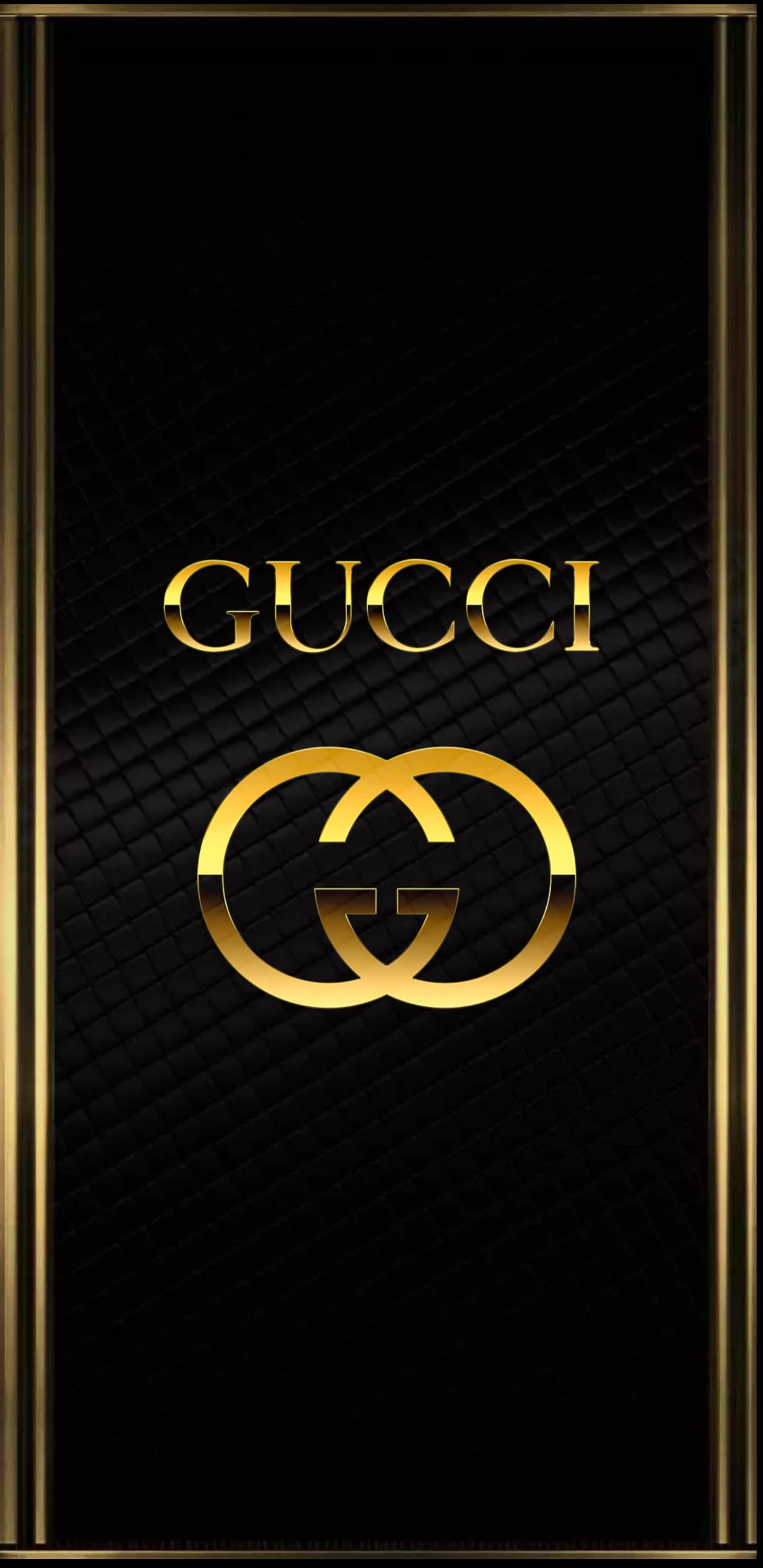 Onderskrif: Luukse iPhone 12 Pro Max Goud met Gucci-logo Muurpapier