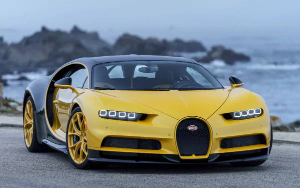 Geel Bugatti Chiron 4k