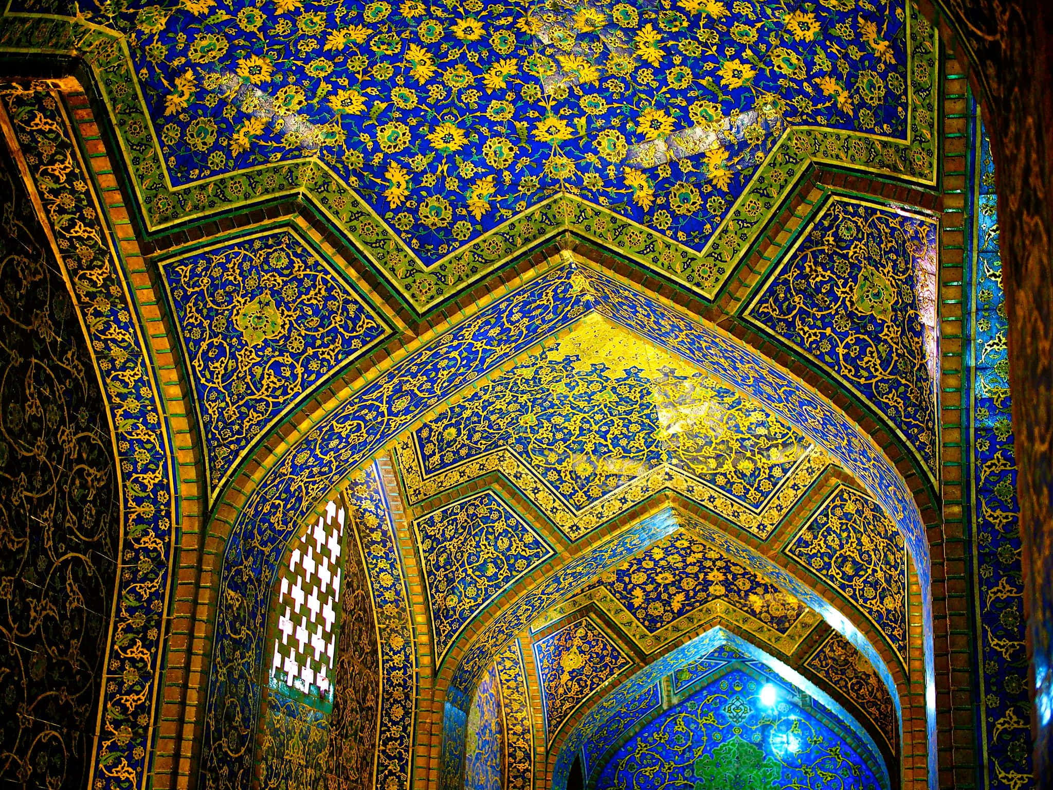 Onderskrif: Majestueuse Sheikh Lotfollah-moskee in Isfahan Muurpapier
