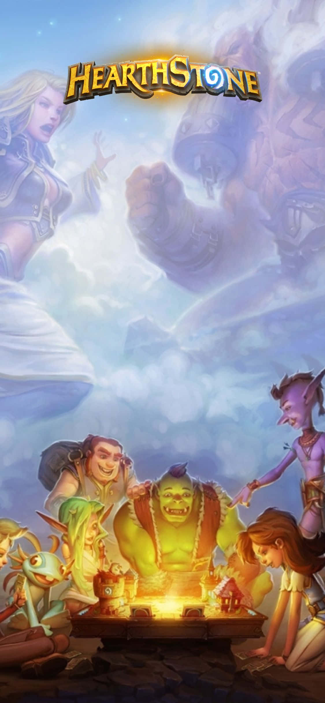 Onderskrif: Neem Deel aan Epiese Gevegte met Hearthstone iPhone XS Muurpapier