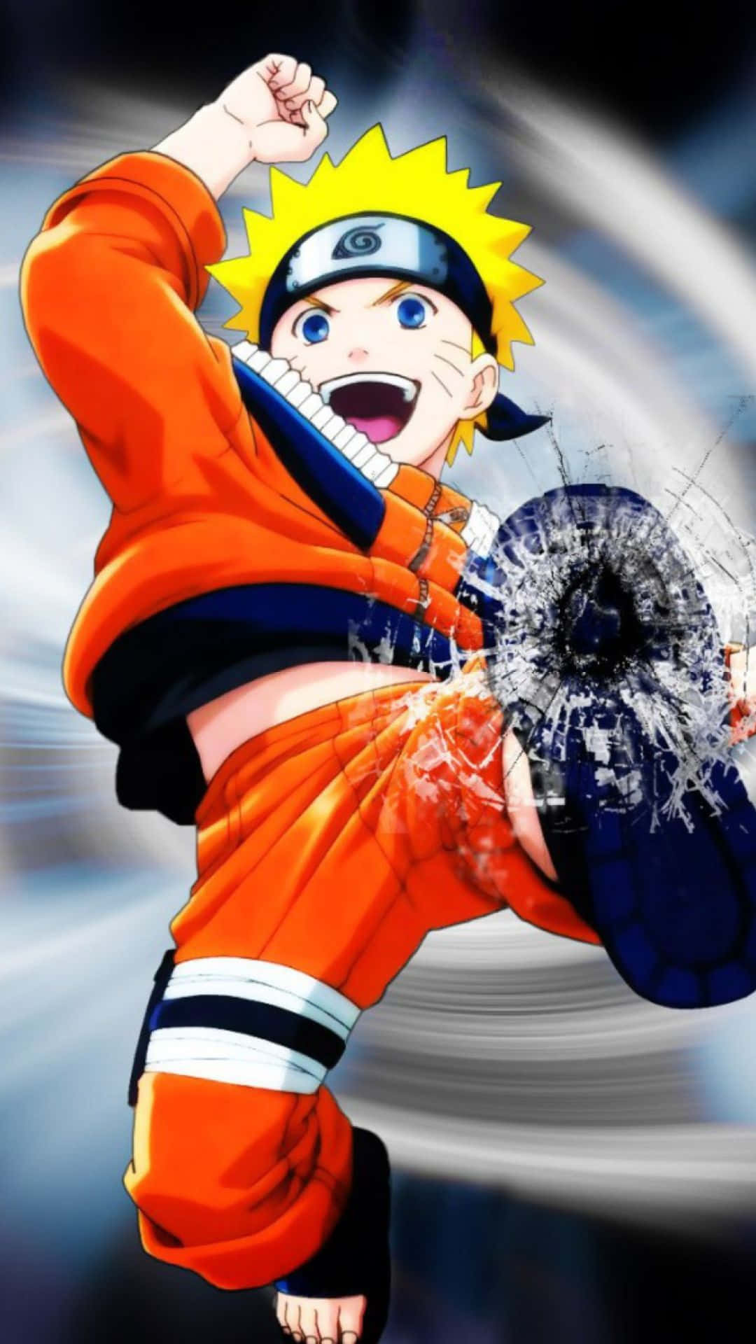 Onderskrif: Ontketen die Krag van die Nege-sterte - Naruto Uzumaki Foonagtergrond Muurpapier