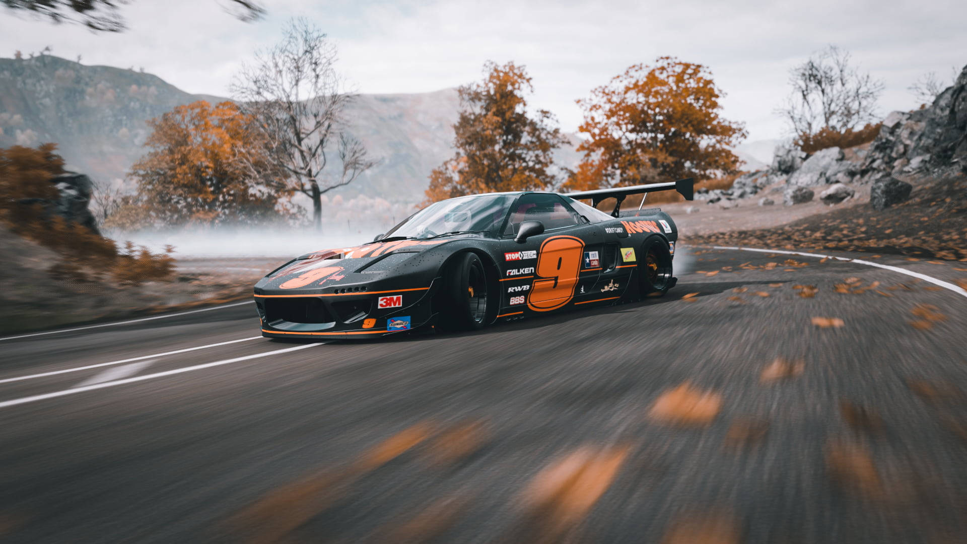 Dryfmotors Swart En Oranje Honda NSX — Koel motors Muurpapier