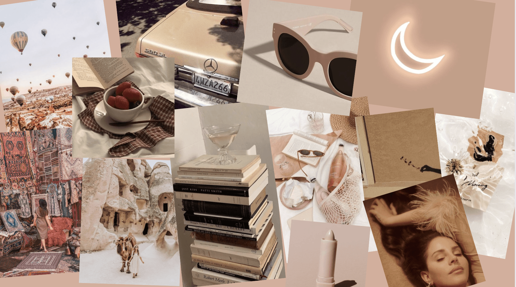 Onderskrif: Rustige Beige Estetiese Agtergrond Muurpapier