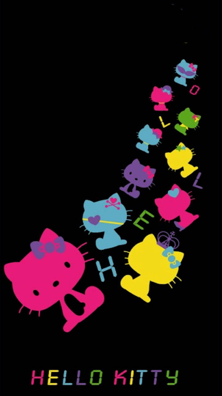 Onderskrif: Speelse en Geheimsinnige Swart Hello Kitty Muurpapier