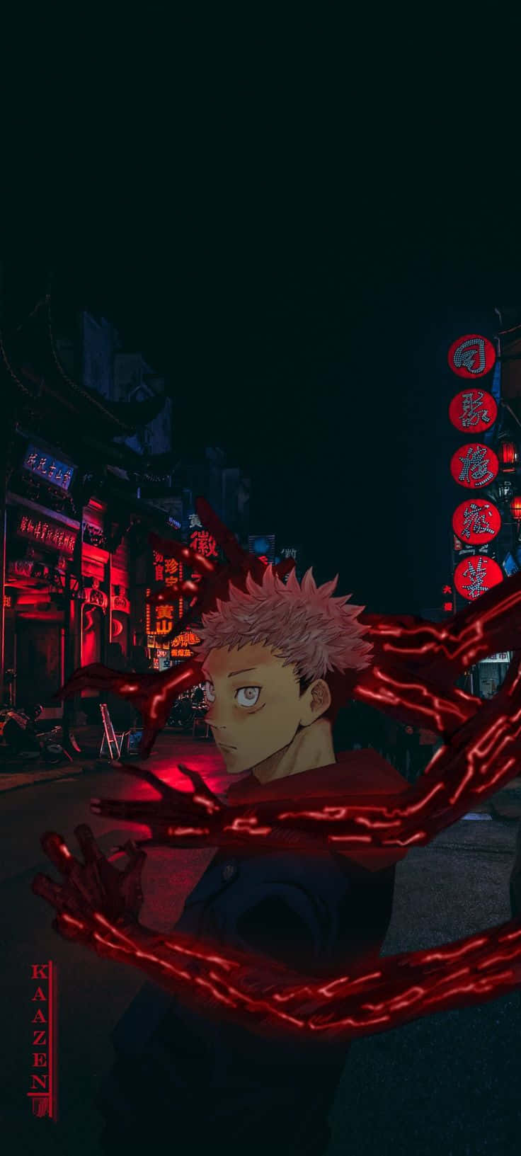 Onderskrif: "Yuji Itadori van Anime Jujutsu Kaisen Android Agtergrond" Muurpapier