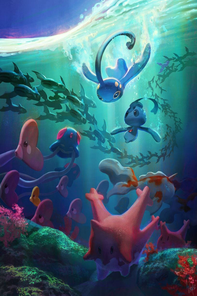 Onderwater Manaphy Water Tipe Pokemon Muurpapier