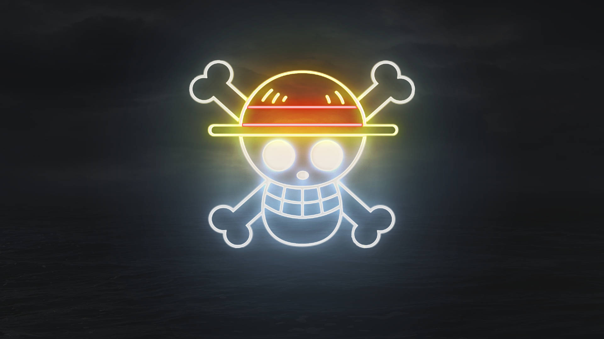 One Piece 4K Neon Lig Logo Muurpapier