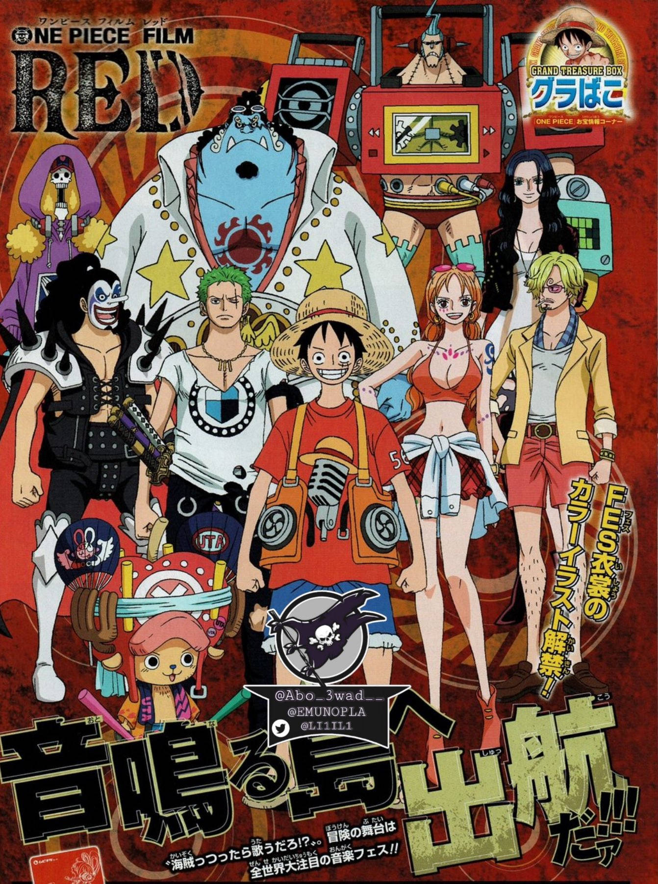 One Piece Film Red Karaktervertoning Muurpapier