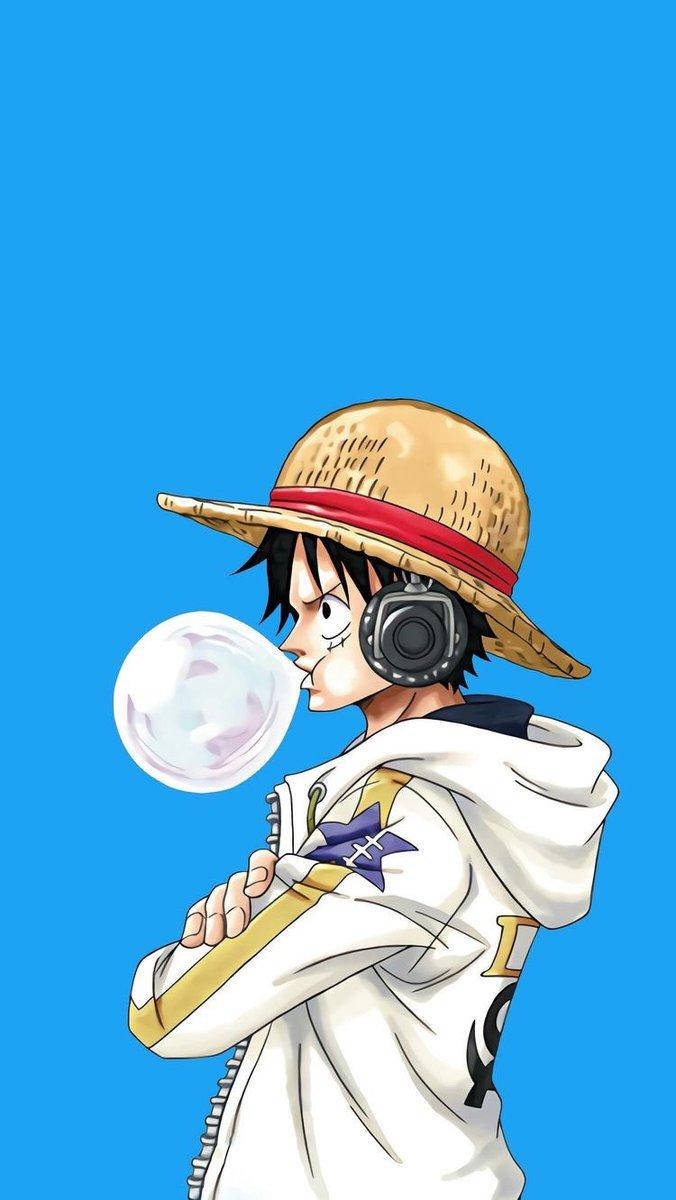 One Piece Foon Luffy wat Gom blaas Muurpapier