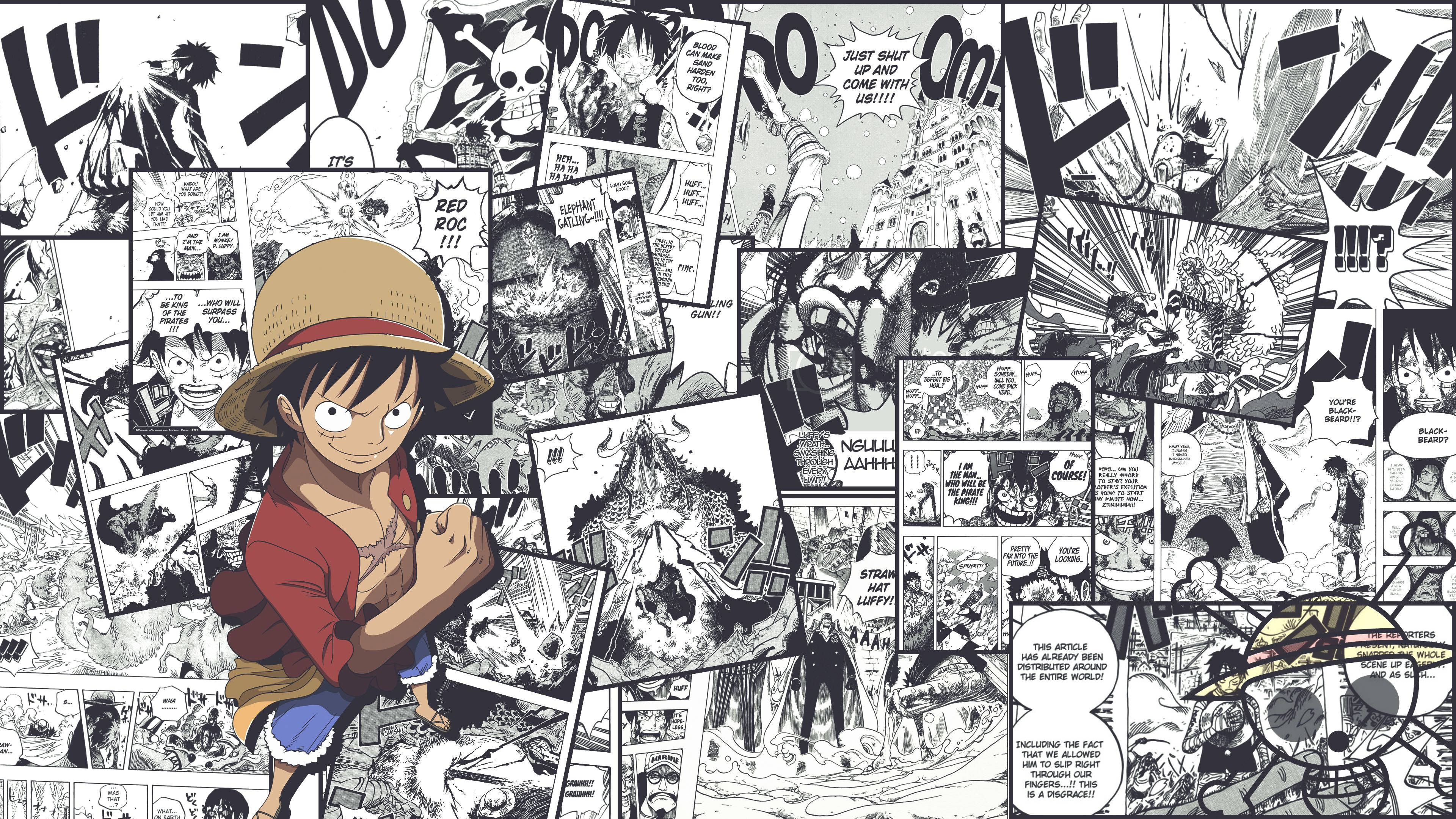 One Piece-lessenaar Manga Panele Muurpapier