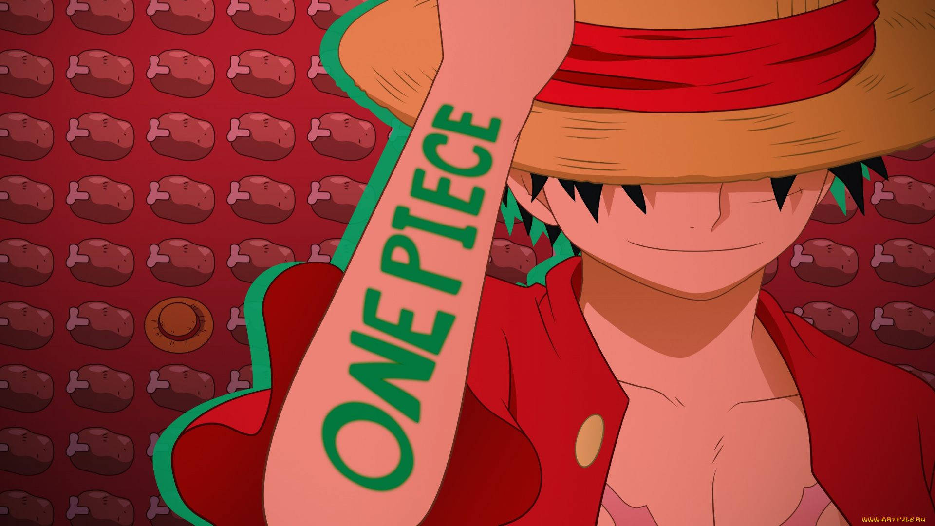 One Piece Lessenaar Vleispatroon Muurpapier