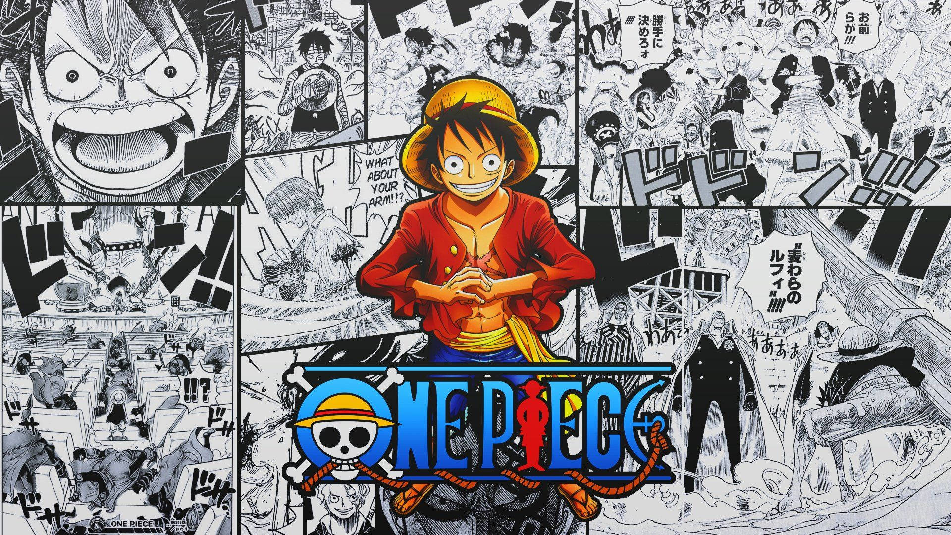 One Piece Luffy Manga Paneel Muurpapier