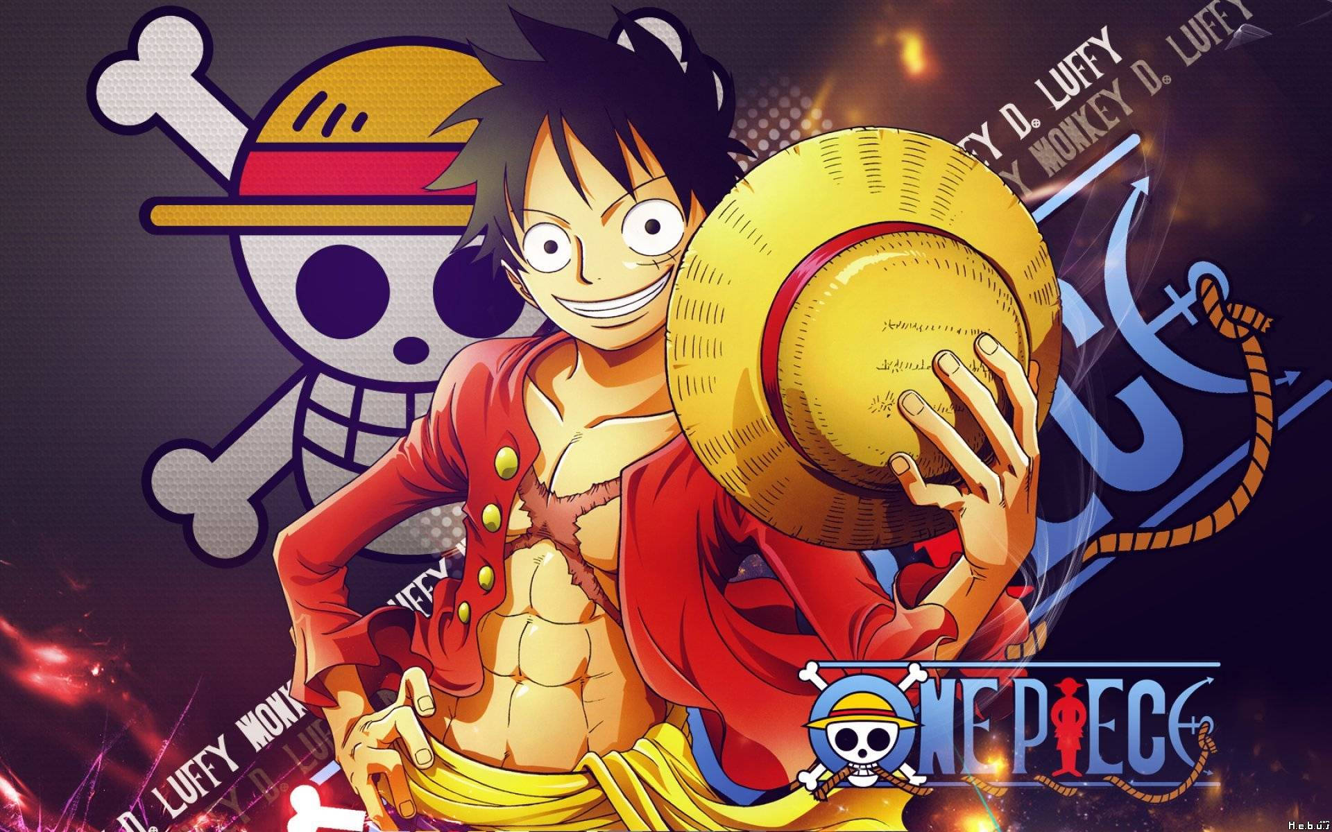 One Piece Luffy Met Chopper Skedel Muurpapier