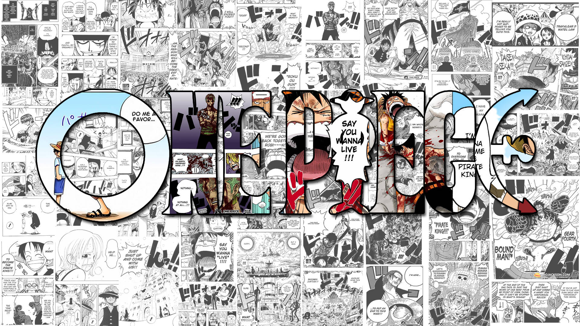 One Piece Manga-paneel Muurpapier