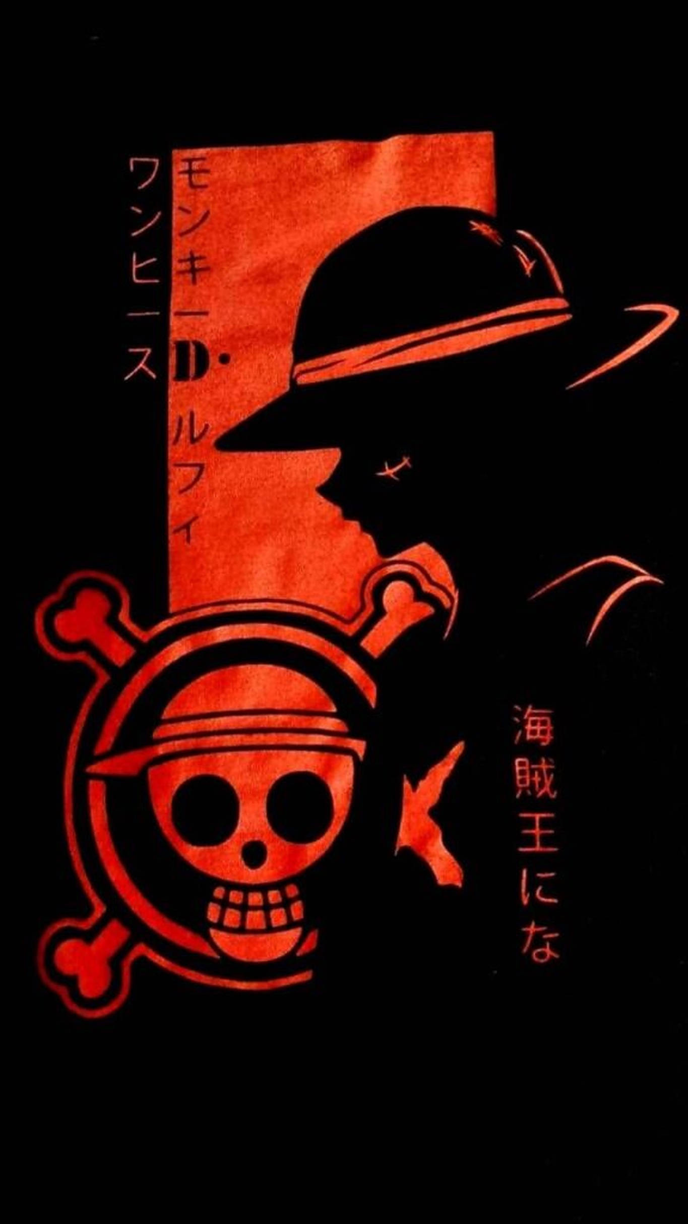 One Piece Rooi Kuns iPhone Muurpapier