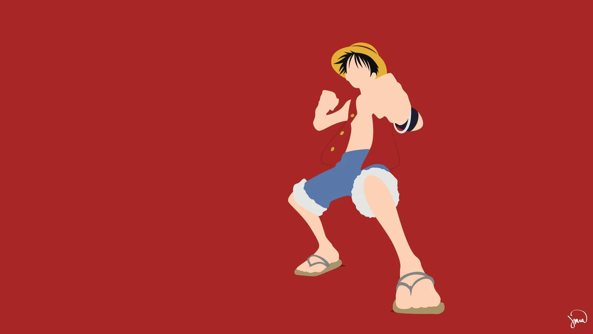 One Piece Rooi Minimalisties iPhone Muurpapier