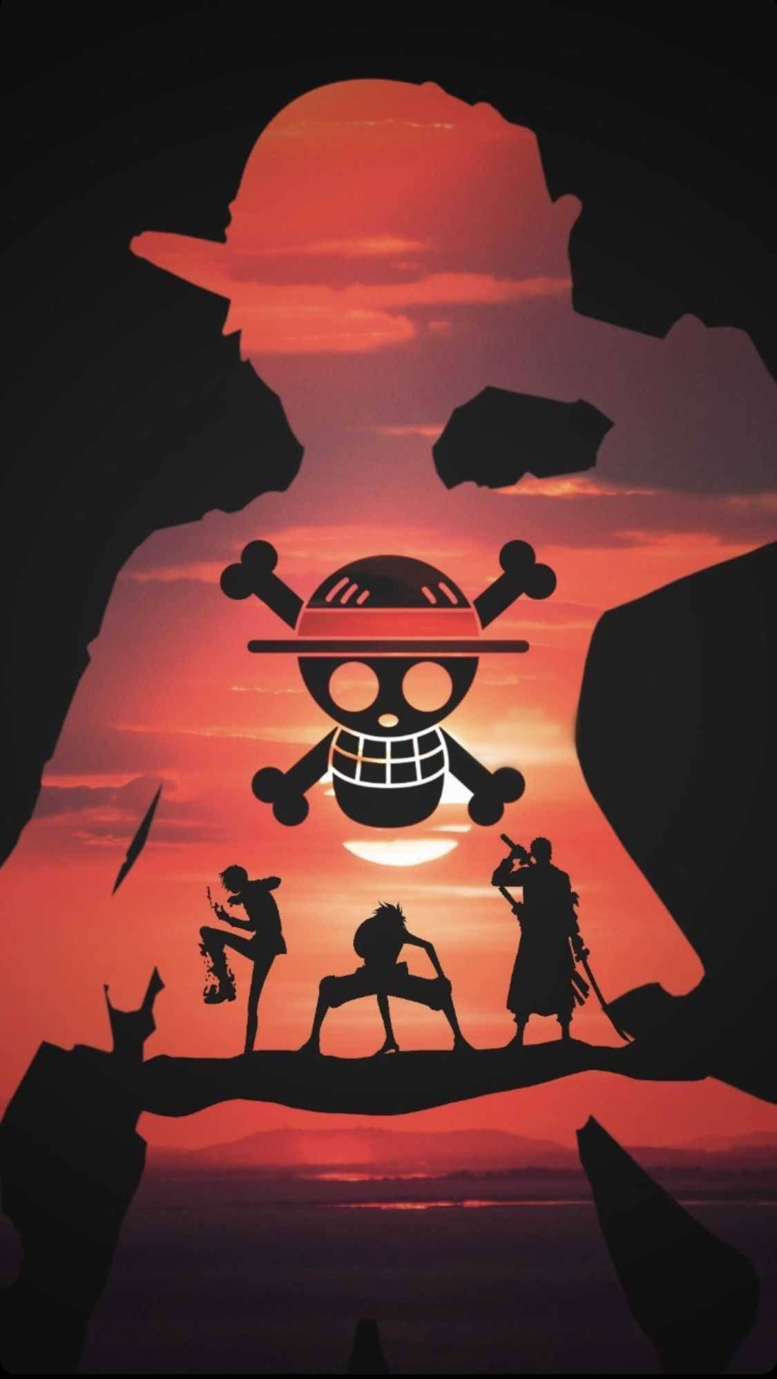 One Piece Silhouet iPhone Muurpapier