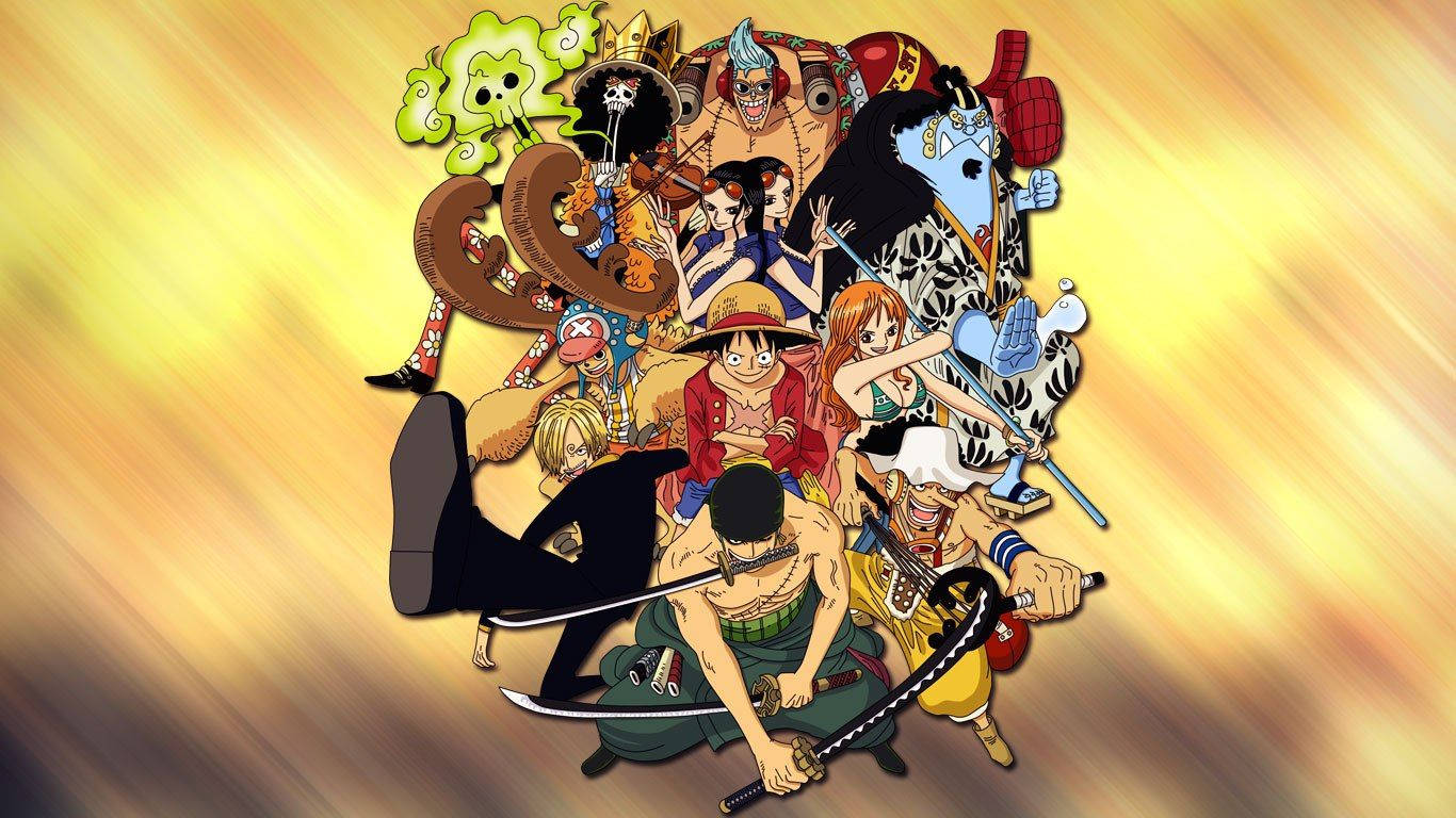 One Piece Strooihoed Pirate saamgeklonter agtergrond.
