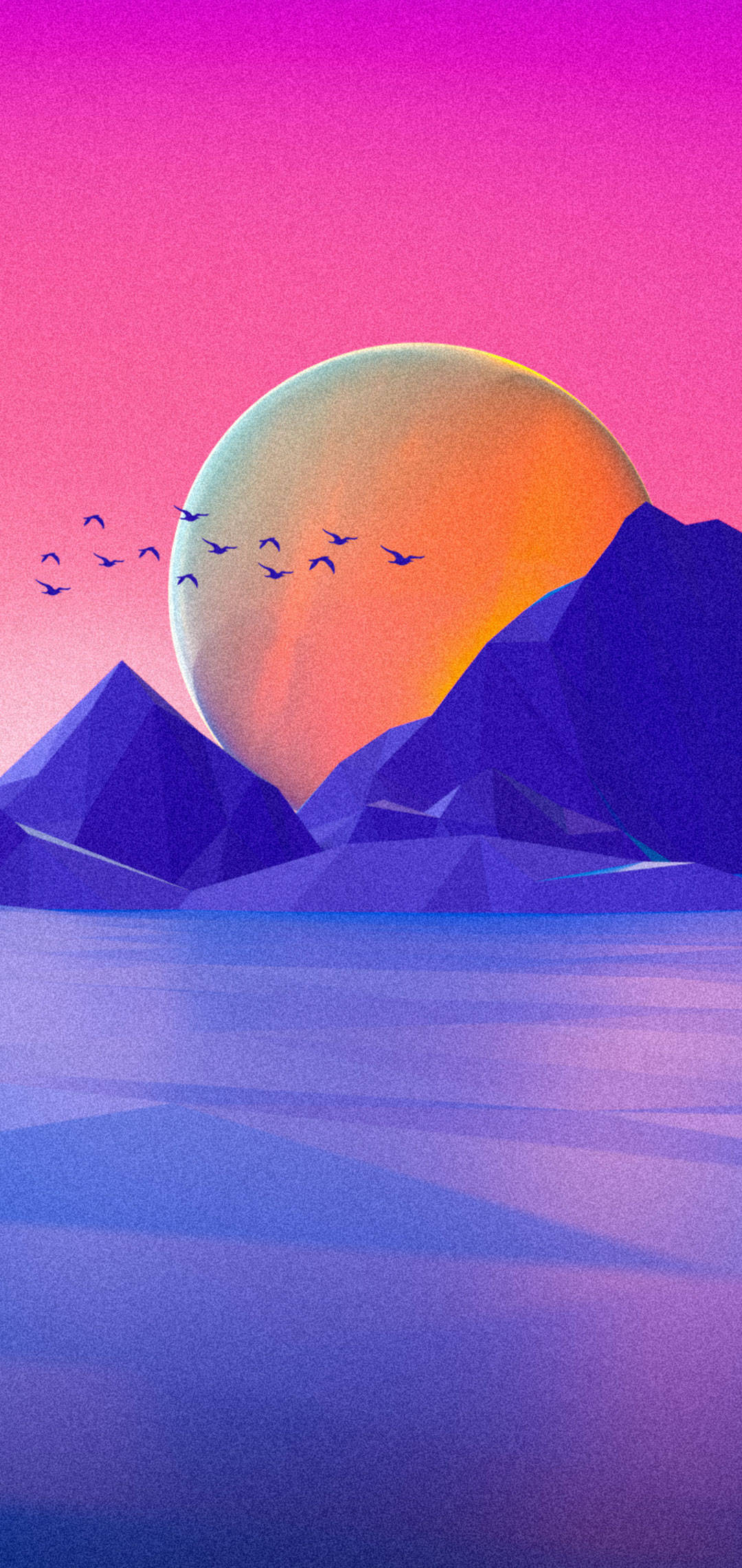 OnePlus Pienk Sonsondergang Muurpapier