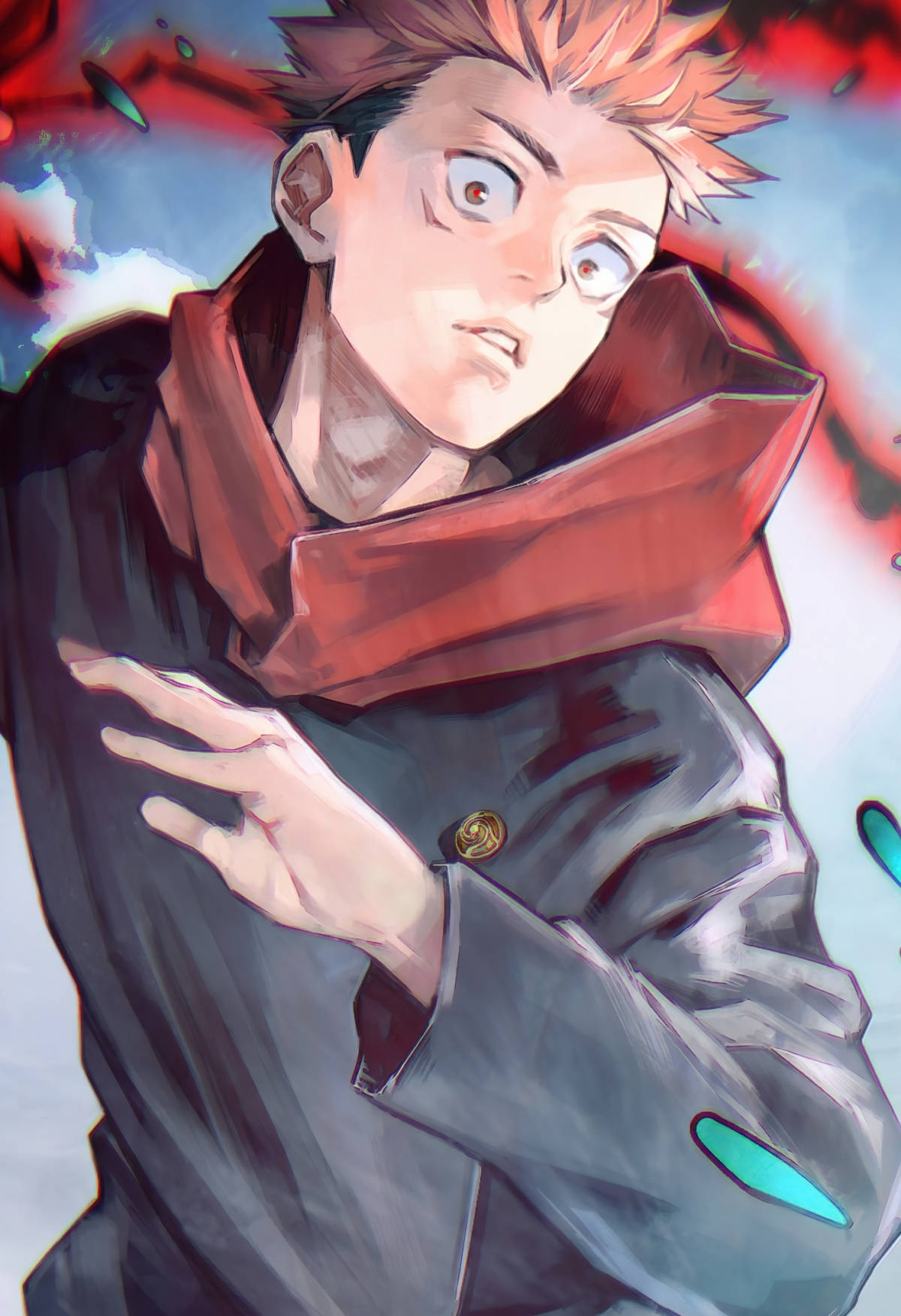 Ongelooflike Yuji Itadori-skildery Jujutsu Kaisen-foon Muurpapier