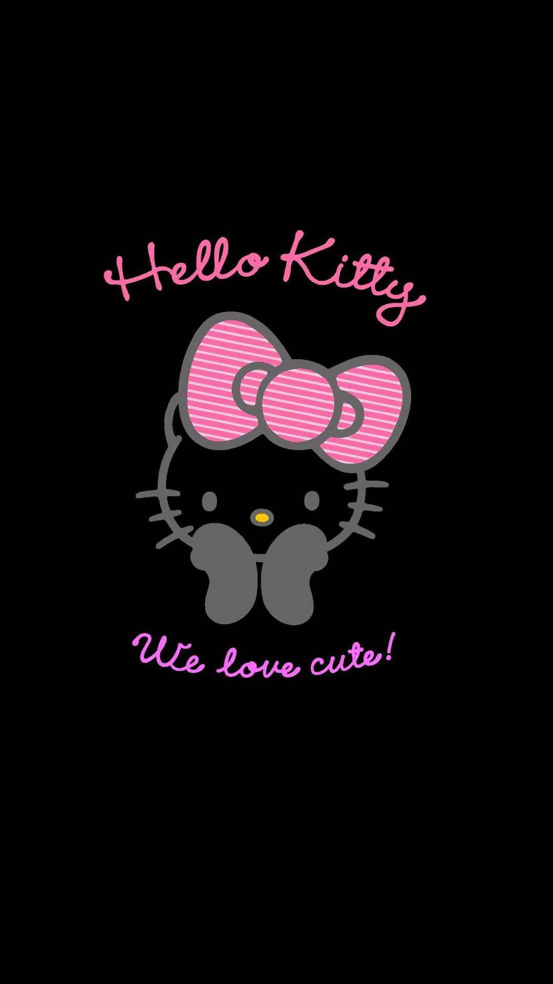 Ons Hou van Oulike Swart Hello Kitty Muurpapier