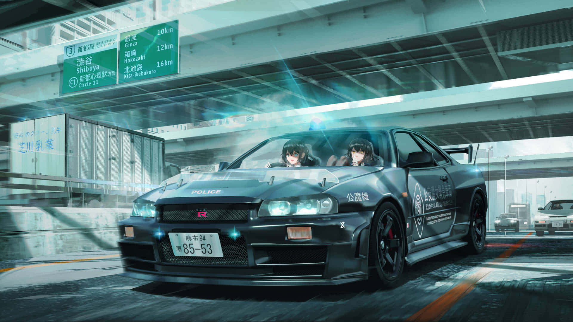 Onstuitbare Krag - 'n Anime-motor Muurpapier
