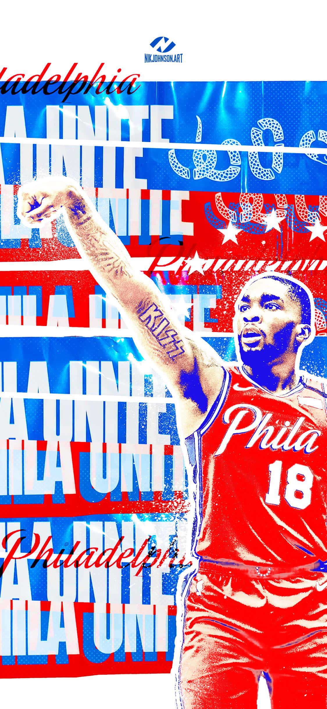 Ontketen jou span gees met die amptelike 76ers iPhone Muurpapier