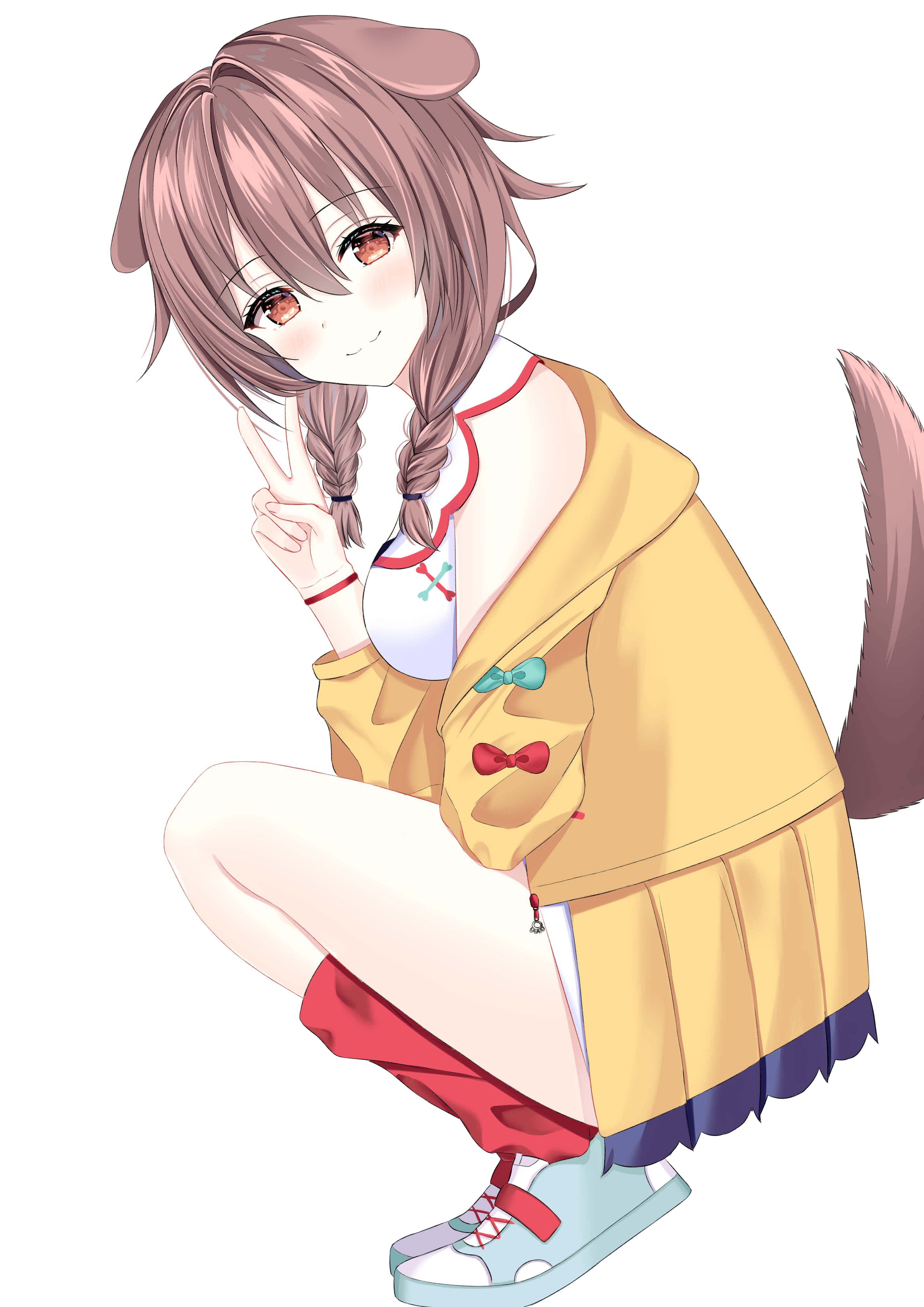 Ontmoet Inugami Korone, die oulike Chibi Virtuele YouTuber van Japan. Muurpapier