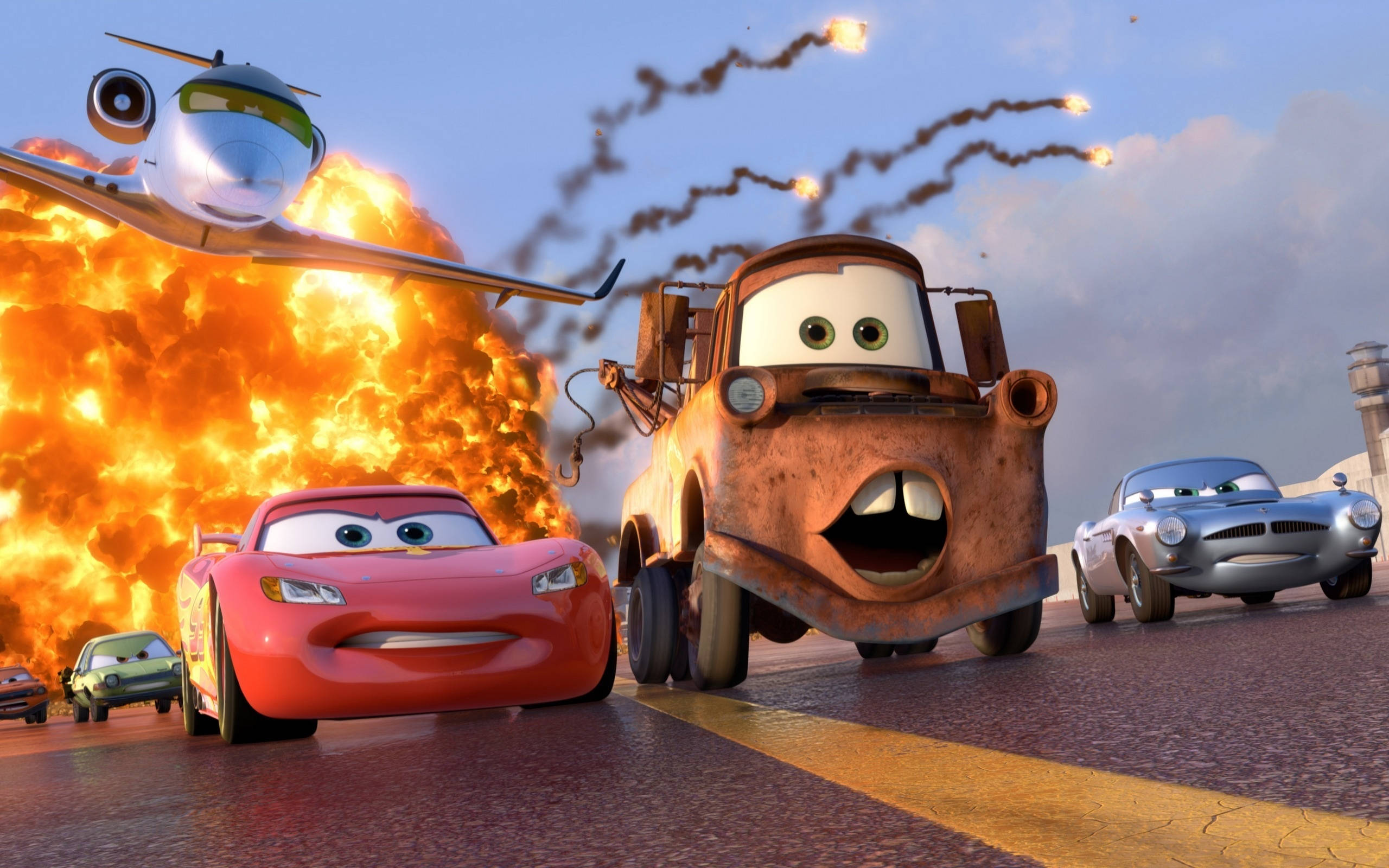 Ontploffingstoneel Cars 2 Muurpapier