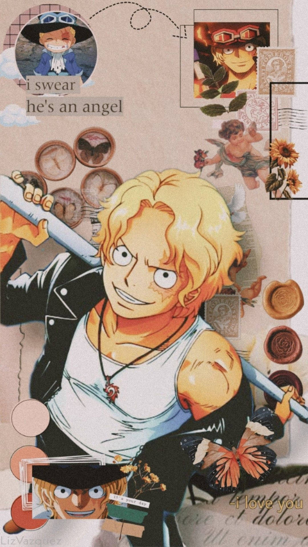 Ontsettende Sabo One Piece Estetika Muurpapier