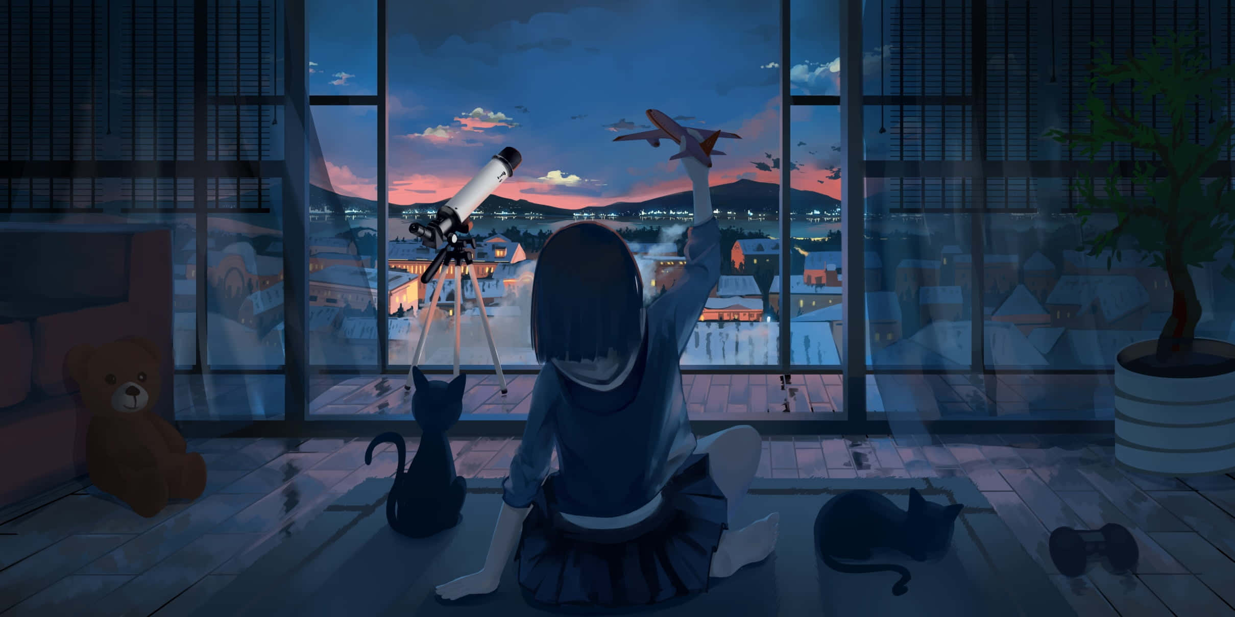 Ontsnap na die Donker en Misterieuse Wêreld van Anime Muurpapier