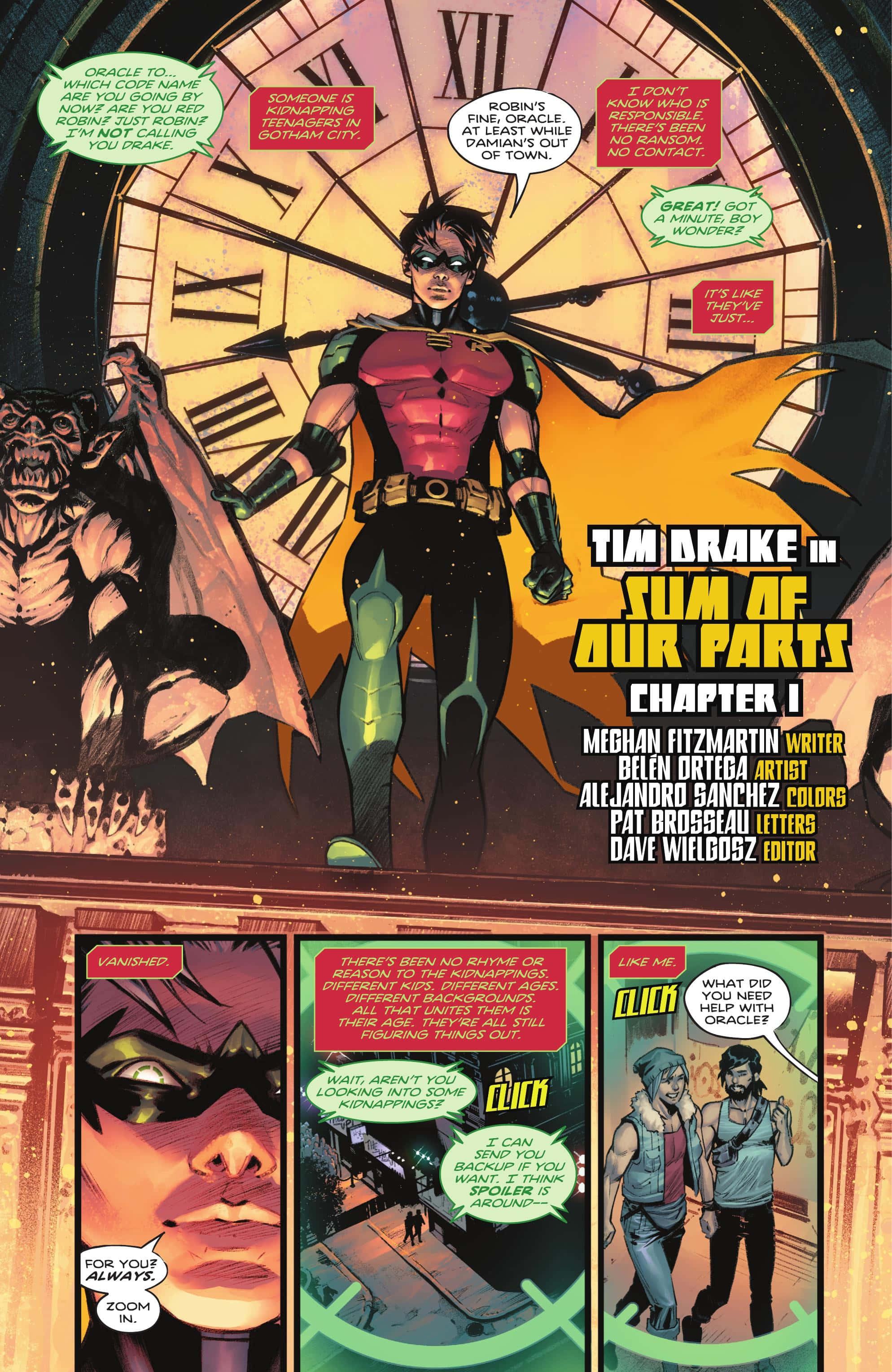 Onverskrokke Tim Drake in aksie as Red Robin Muurpapier