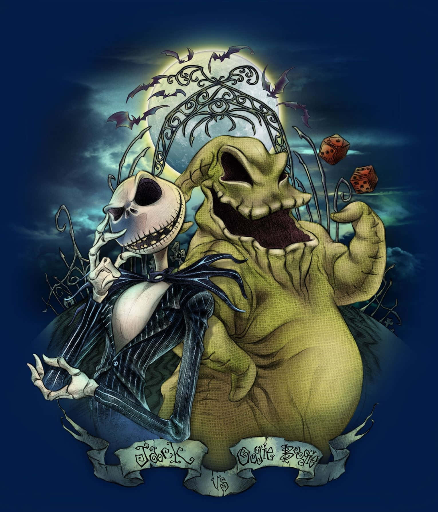 Oogie Boogie en Jack Skellington Muurpapier