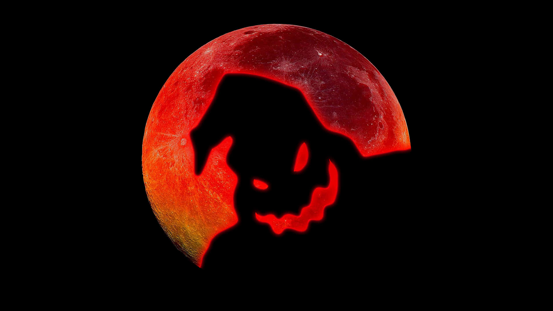 Oogie Boogie Rooi Maan Muurpapier