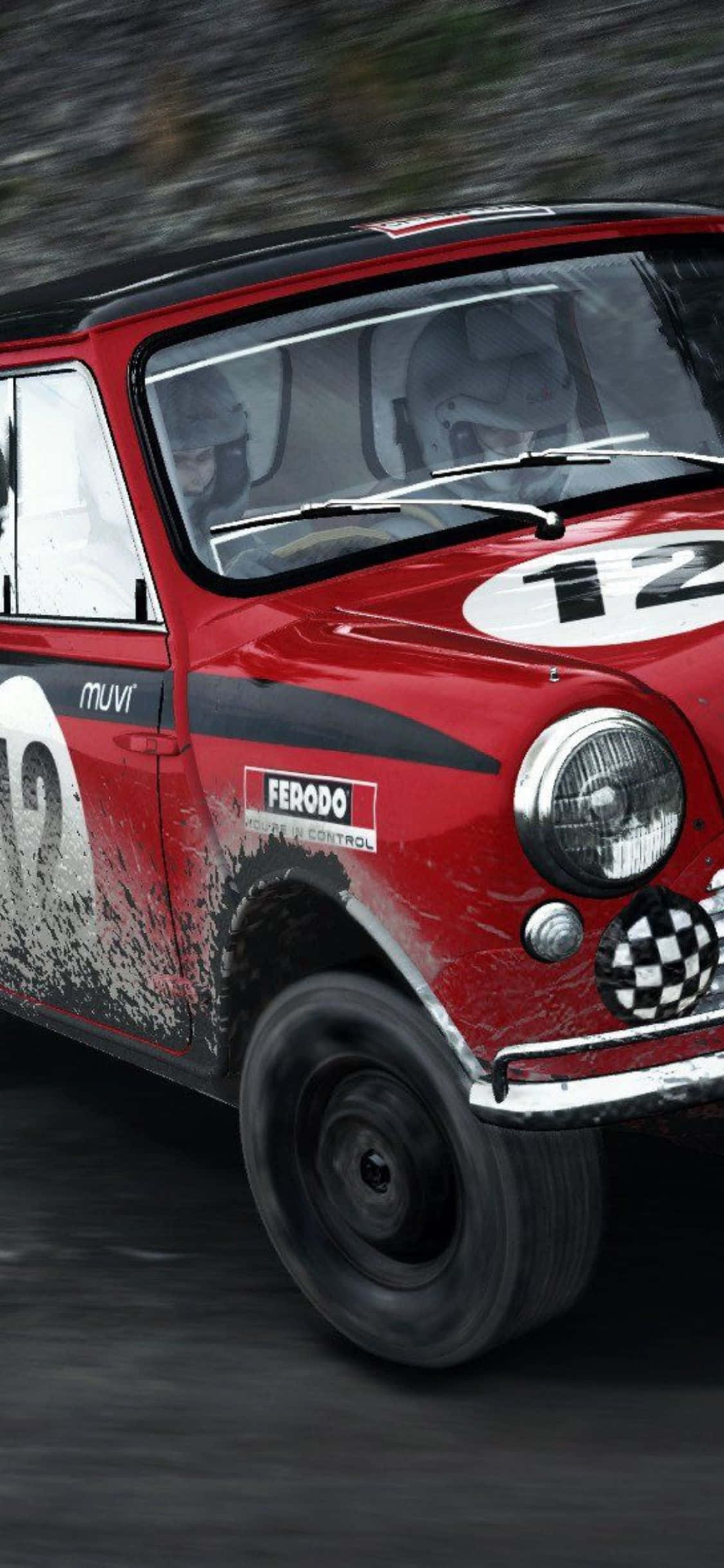 Oorwin die baan in iPhone Xs Dirt Rally Muurpapier