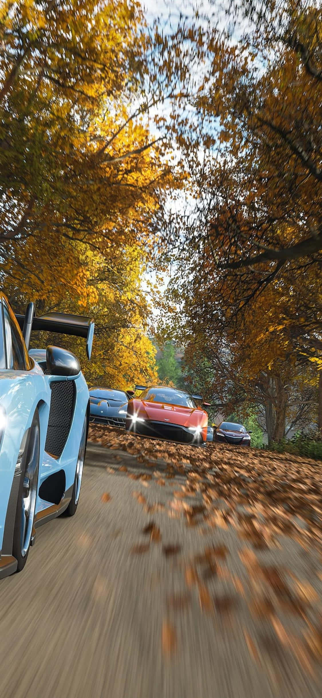 Oorwin die paaie in Forza Horizon 4 met iPhone XS Muurpapier