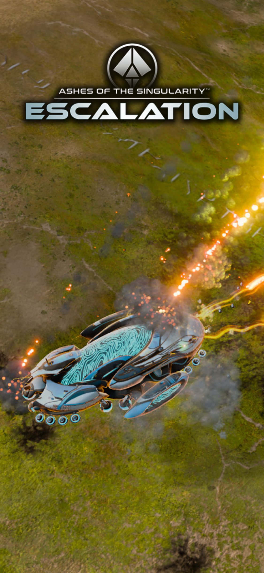 Oorwin epiese strategie-gevulde slagvelde met iPhone X en Ashes of the Singularity Escalation Muurpapier