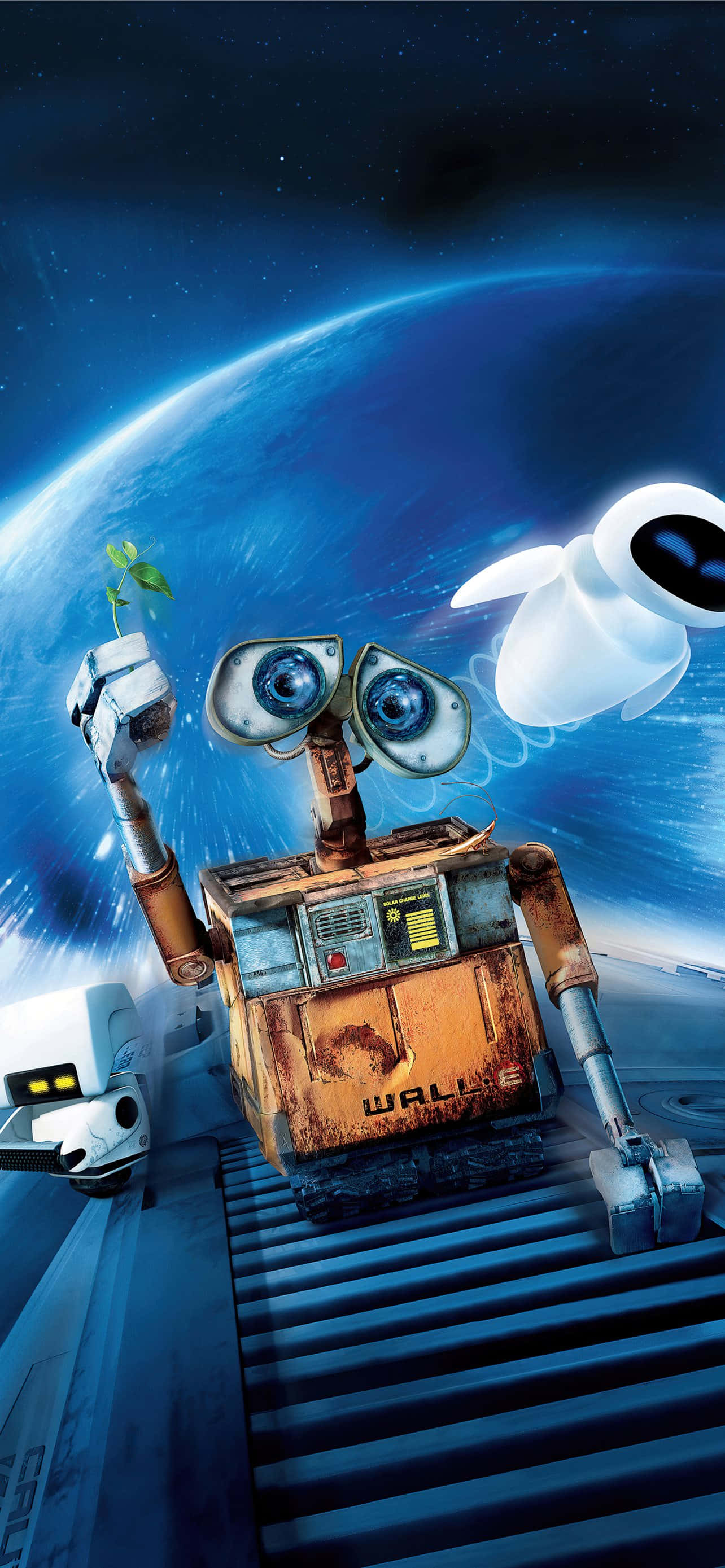 Op Ruimteskip Eve en Wall E iPhone Muurpapier