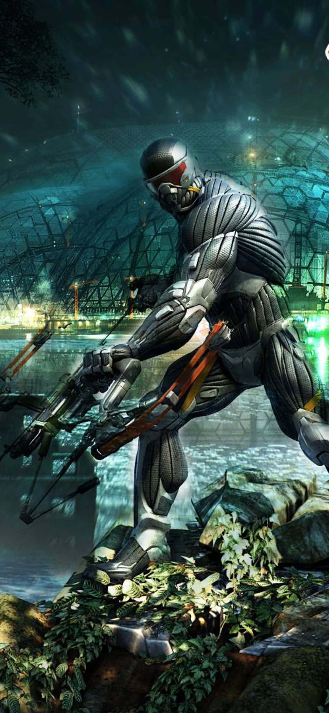 Open die hitte van die stryd met Crysis 3 op jou iPhone X Muurpapier