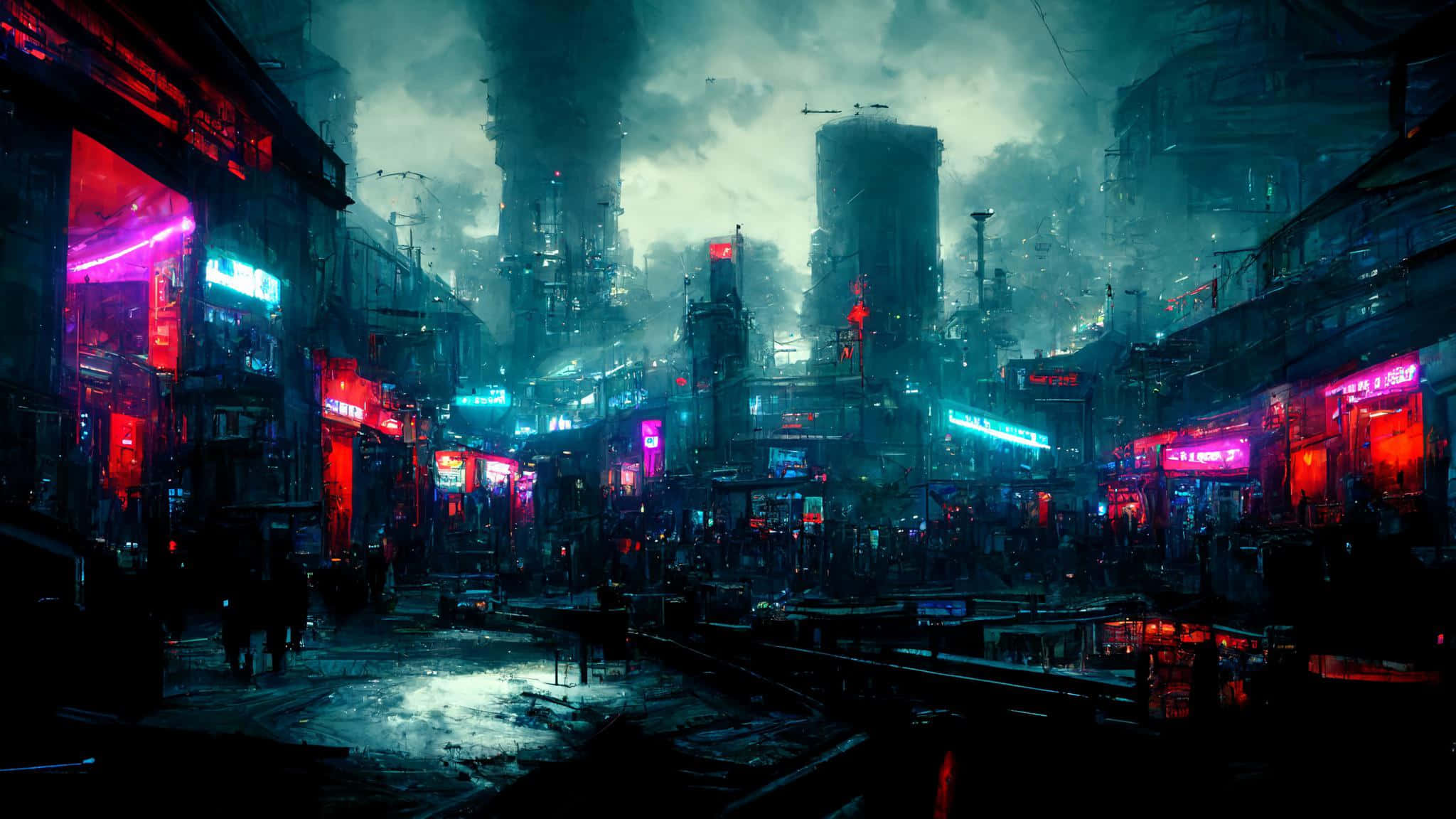 Opkyk na die bonatuurlike Dark City-ligte Muurpapier