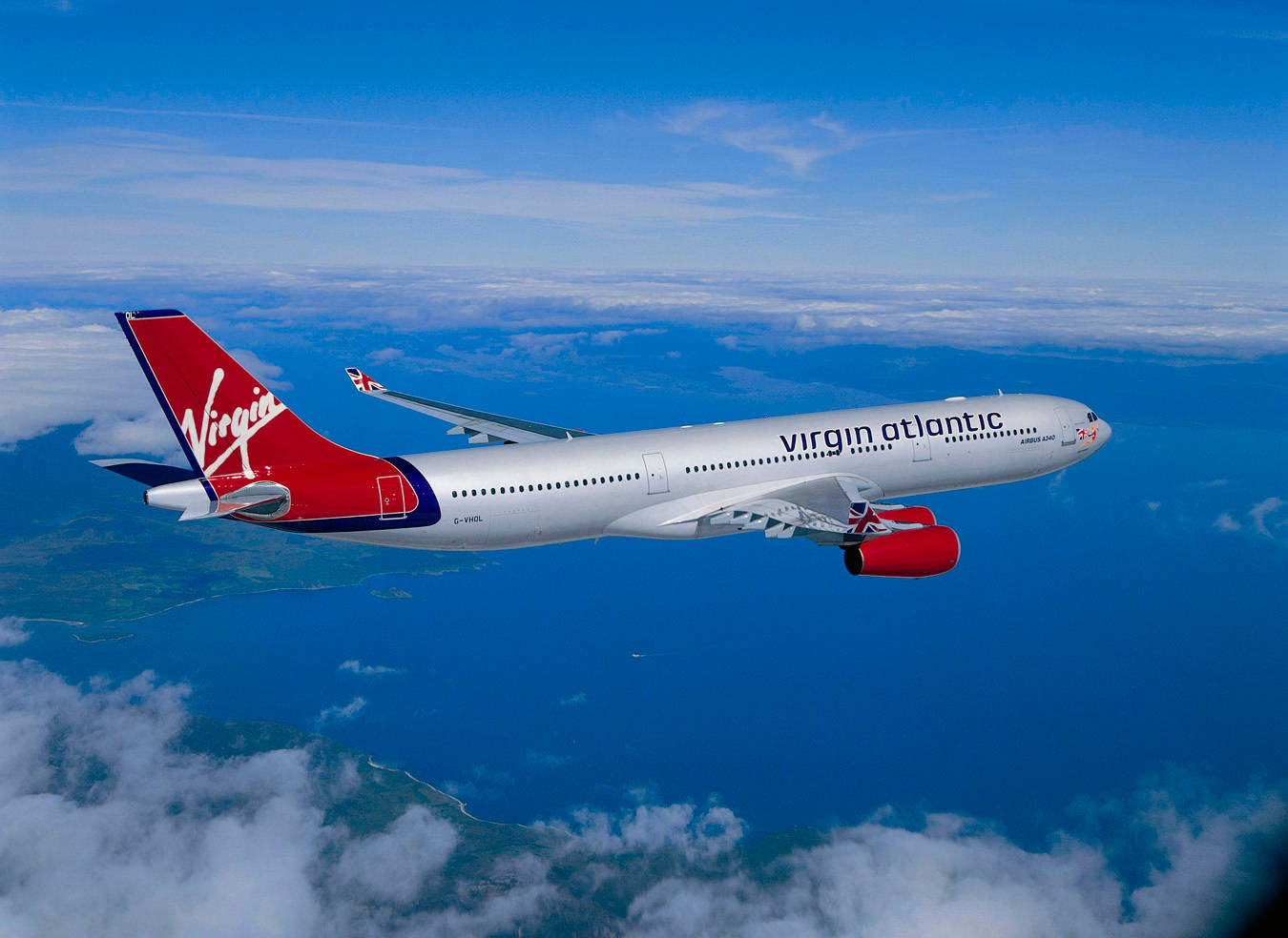 Opstyging van Virgin Atlantic Vliegtuig Muurpapier
