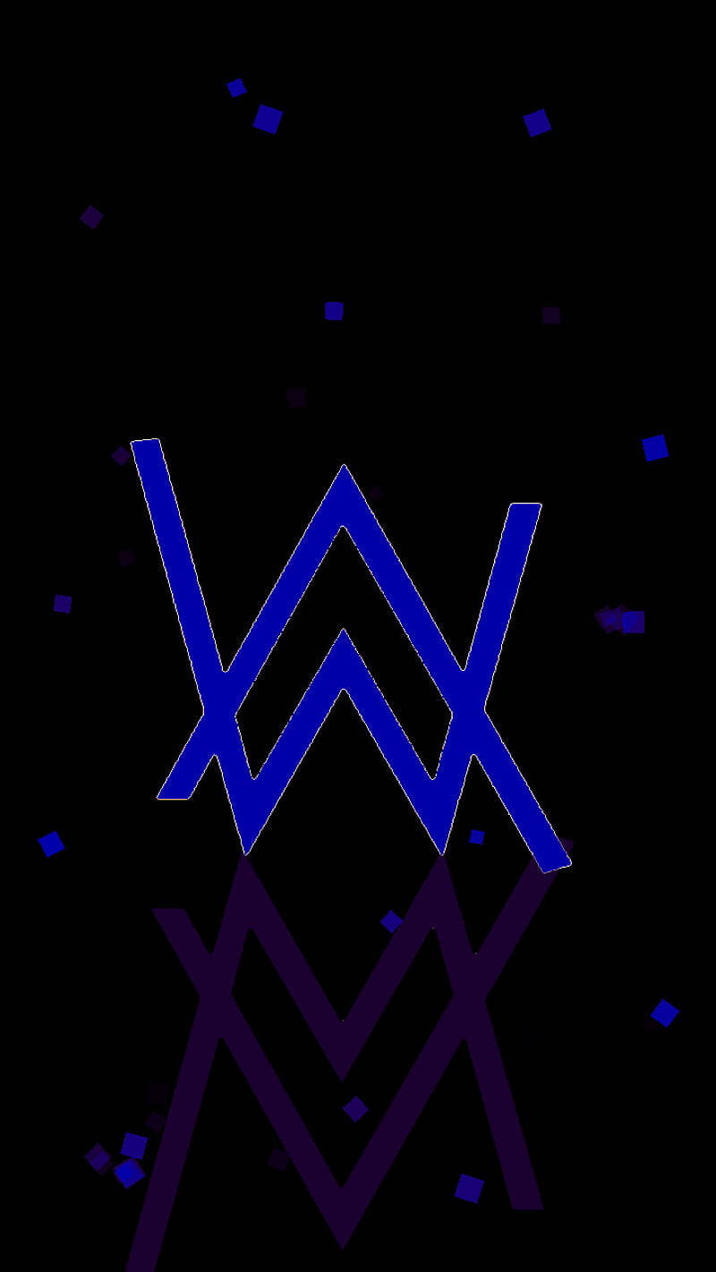 Opvallende Blou en Swart Alan Walker Logo Muurpapier